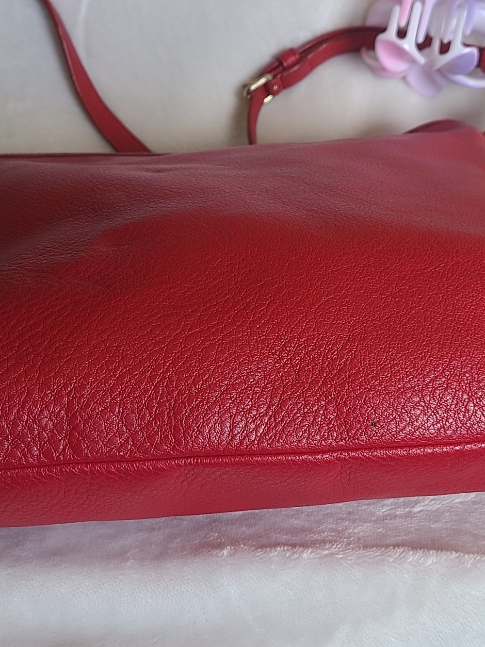 COACH Red Pebbled Leather Crossbody Bag - Picture 8 of 9